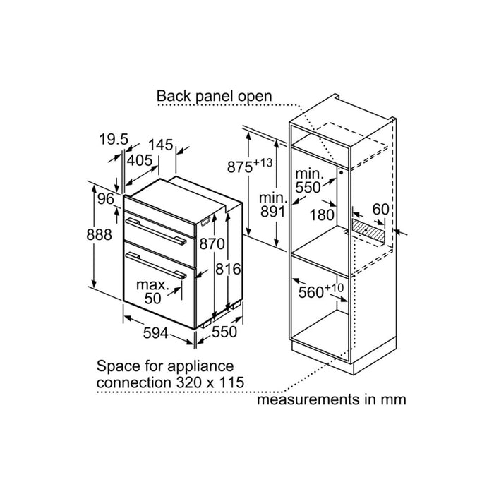 Bosch Series 2 MHA133BR0B Double Electric Oven - Brushed Steel Image 4