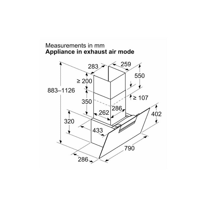 Bosch Series 4 DWK67FN60B Angled Chimney Hood - Black Glass Image 13