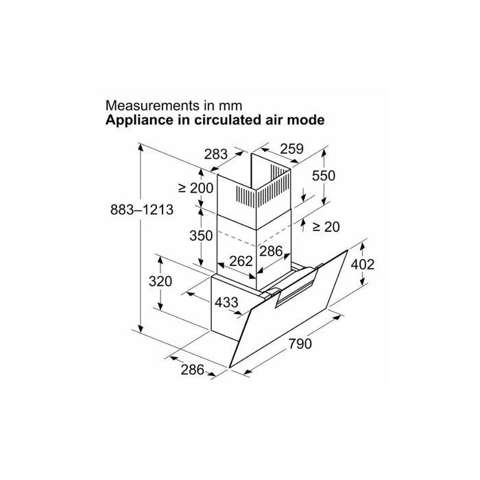 Bosch Series 4 DWK67FN60B Angled Chimney Hood - Black Glass Image 8