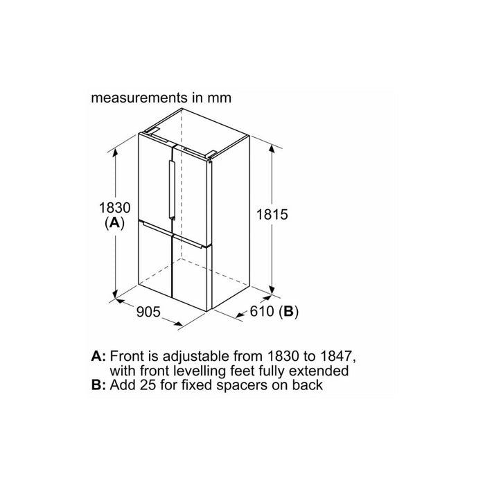 Bosch Series 4 KFN96VPEAG F/S NoFrost 4 Door Fridge Freezer - Metallic Silver Image 8