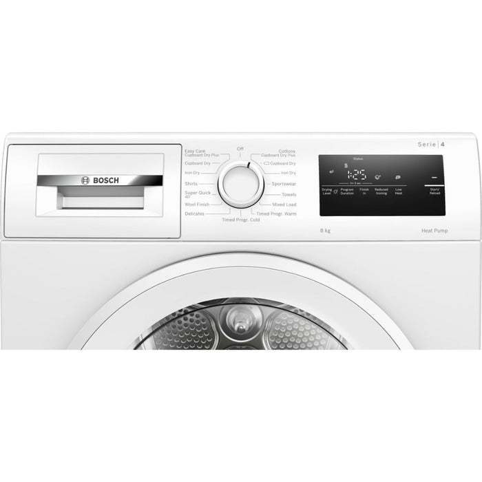 Bosch Series 4 WTH85225GB F/S 8kg Heat Pump Condenser Dryer - White Image 5