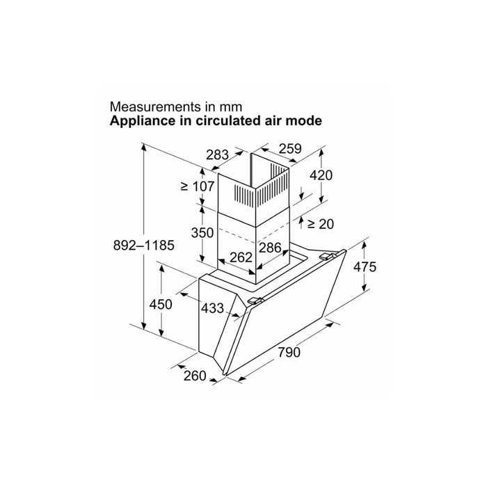 Bosch Series 6 DWK81AN60B 80cm Angled Chimney Hood - Black Glass Image 2