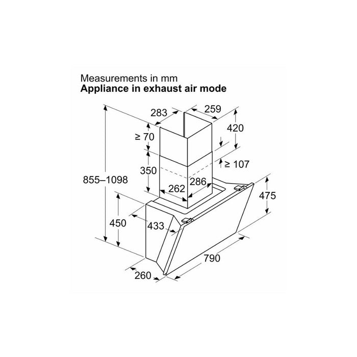 Bosch Series 6 DWK81AN60B 80cm Angled Chimney Hood - Black Glass Image 8