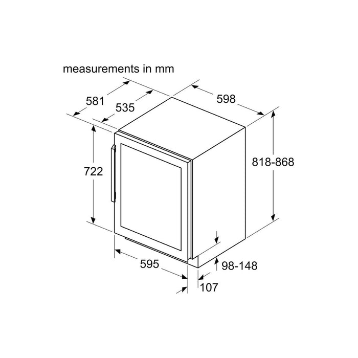 Bosch Series 6 KUW21AHG0G B/I Under Counter 60cm Wine Cooler - Black Image 7