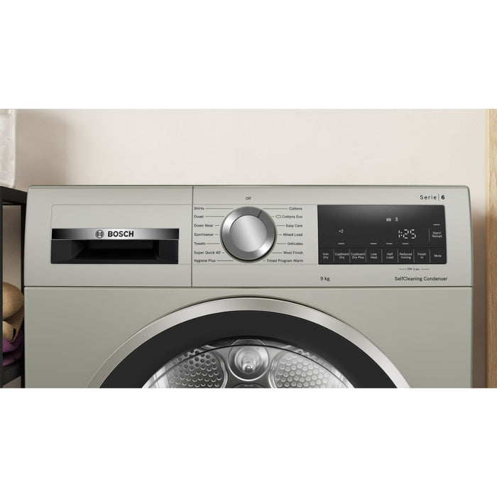 Bosch Series 6 WQG245S9GB F/S 9kg Heat Pump Condenser Dryer - Silver Image 3