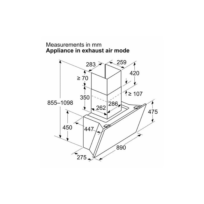 Bosch Series 8 DWK91LT60B 90cm Angled Chimney Hood - Black Glass Image 8