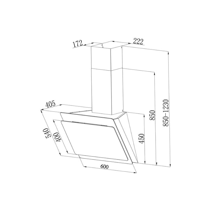 Candy CDG6CEBWIFI 60cm Angled Chimney Hood - Black Image 4