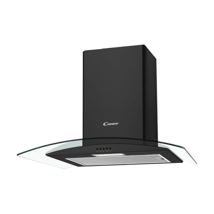 Candy CGM60NN 60cm Curved Glass Chimney Hood - Black steel & Glass Image 1