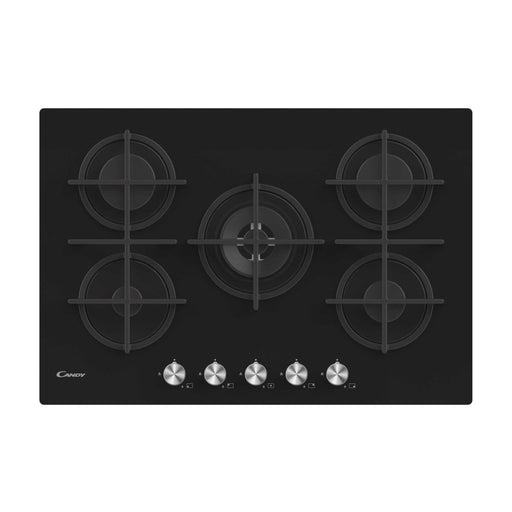 Candy CVG74WPB 75cm Gas Hob - Black Glass Image 1