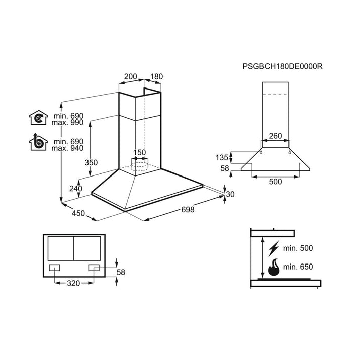 Electrolux LFC317X Pyramid Chimney Hood - St/Steel Image 2