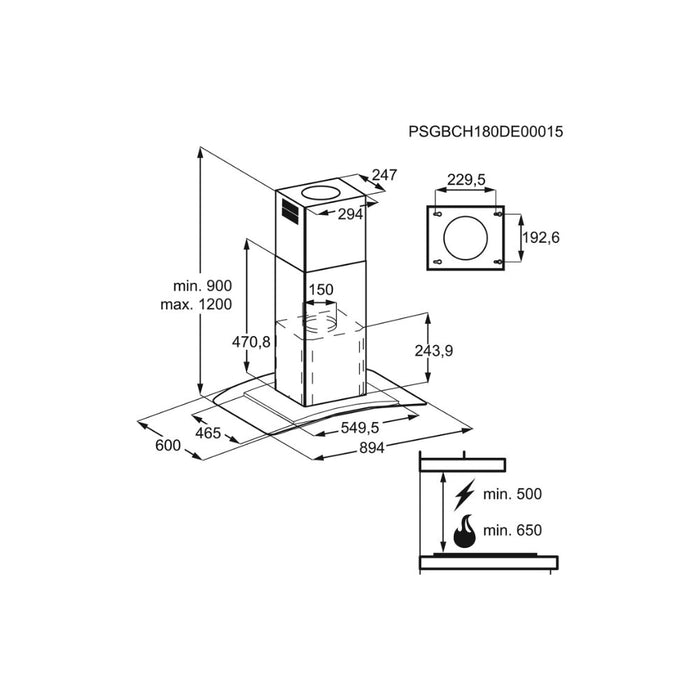 Electrolux LFI519X 90cm Curved Glass Island Hood - St/Steel Image 2