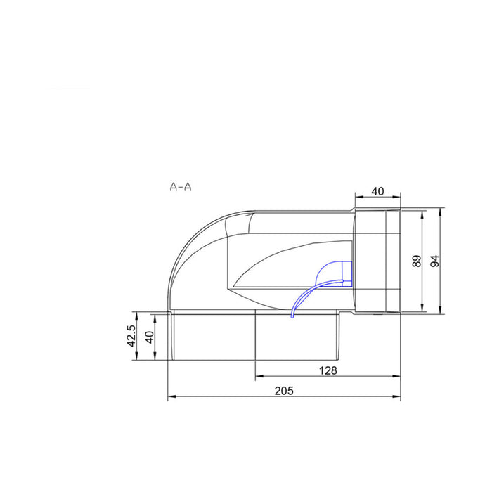 Elica 150mm Round-to-Rectangular 90&deg; Bend Vertical Fitting Image 2