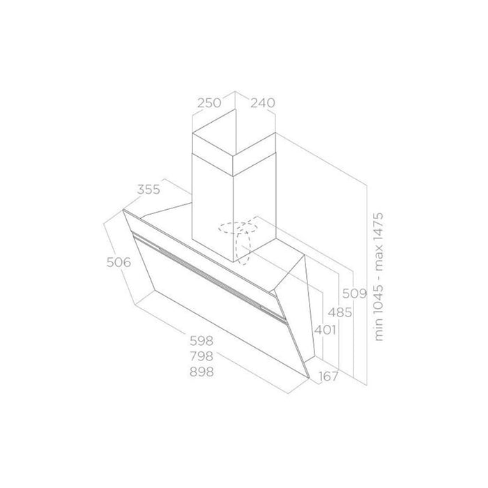 Elica Ascent 80cm Chimney Hood - White Glass Image 3