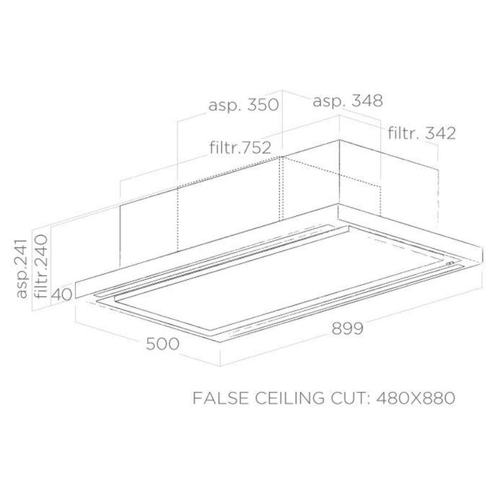 Elica Cloud Seven 90cm Ceiling Hood - St/Steel Image 4