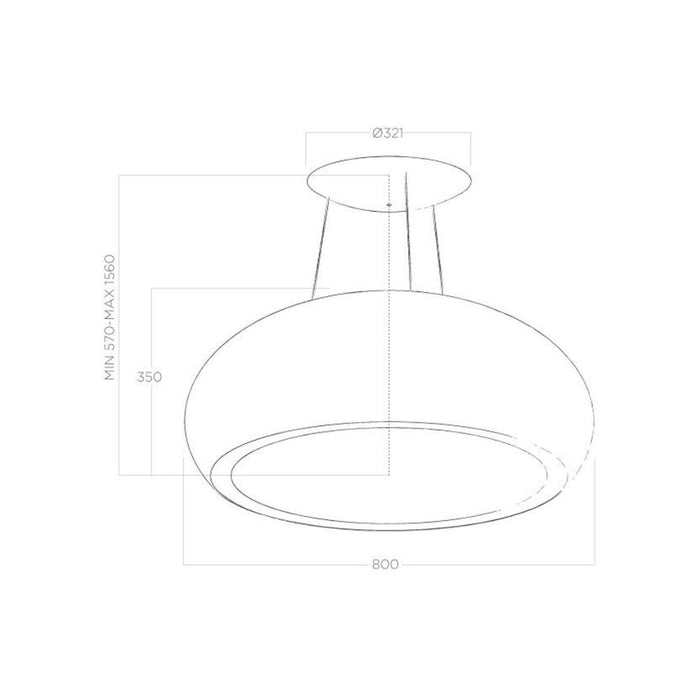 Elica Pearl 80cm Suspended Hood - Matt White Image 3