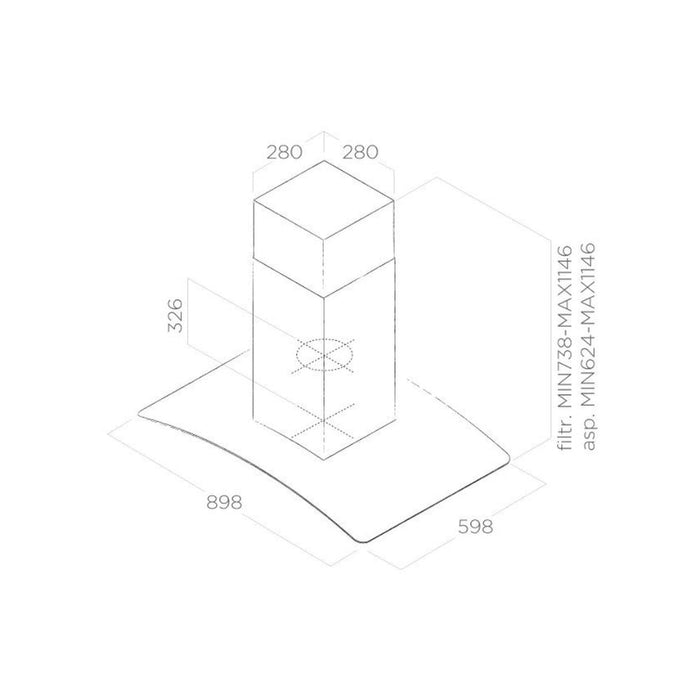 Elica Reef 90cm Island Hood - St/Steel Image 2