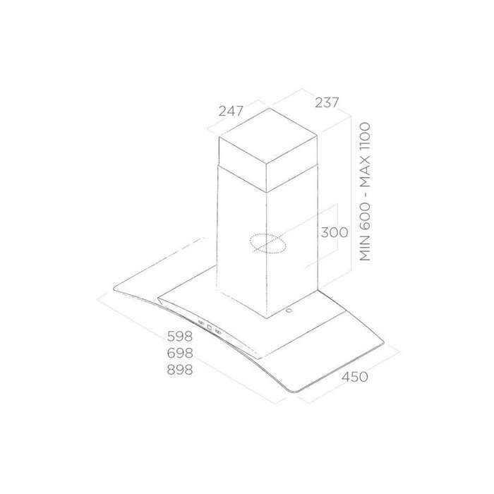 Elica Reef Curved Glass Chimney Hood - St/Steel Image 2