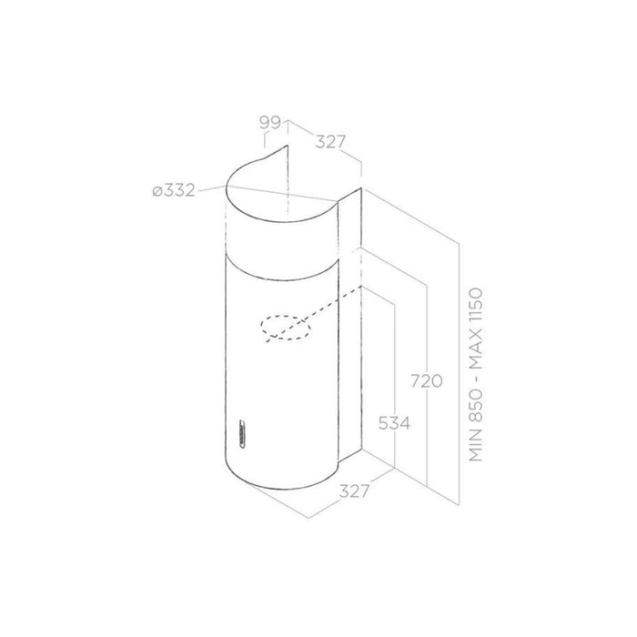 Elica Stone 33cm Round Chimney Hood Image 2