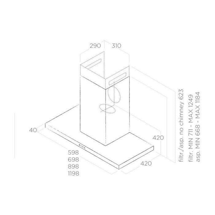 Elica Thin Slimline Chimney Hood - St/Steel Image 5
