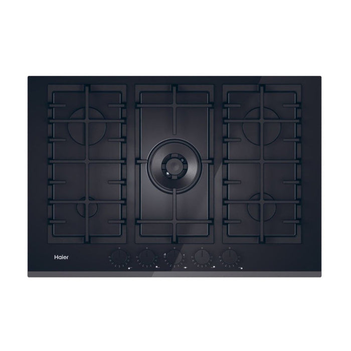 Haier HAVG75TBBP 75cm Gas on Glass Hob - Black Image 1