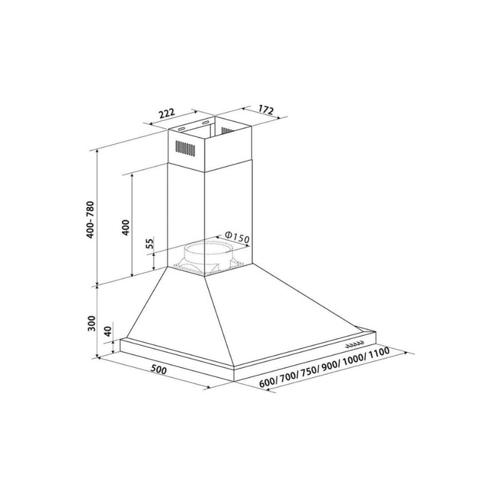 Hoover H300 HCE160X/1 60cm Chimney Hood - St/Steel Image 4