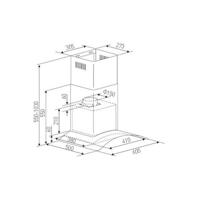 Hoover H300 HGM600X/1 60cm Chimney Hood - St/Steel & Glass Image 2