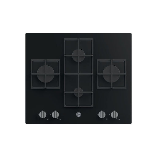 Hoover H300 HVG6DK3B 60cm Gas on Glass Hob - Black Glass Image 1