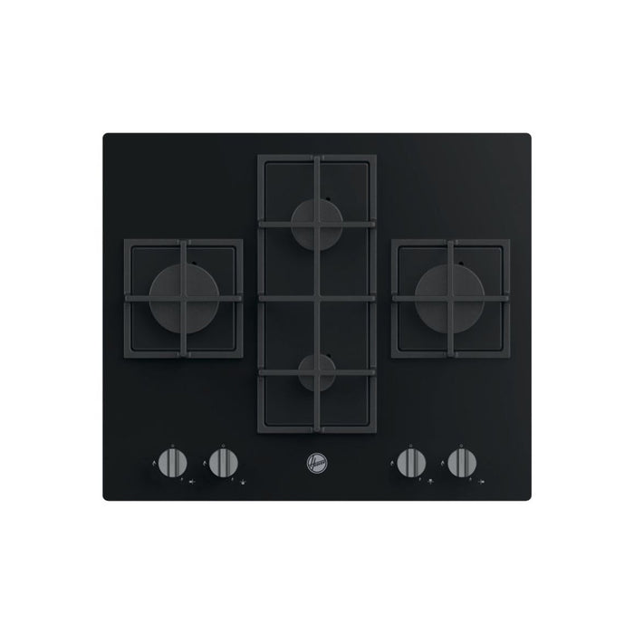 Hoover H300 HVG6DK3B 60cm Gas on Glass Hob - Black Glass Image 1