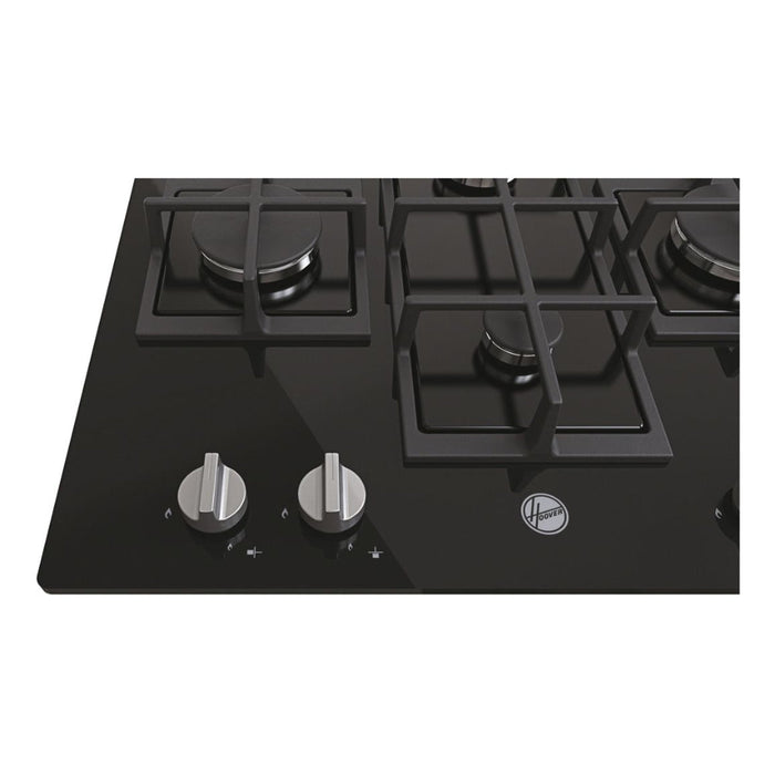 Hoover H300 HVG6DK3B 60cm Gas on Glass Hob - Black Glass Image 3