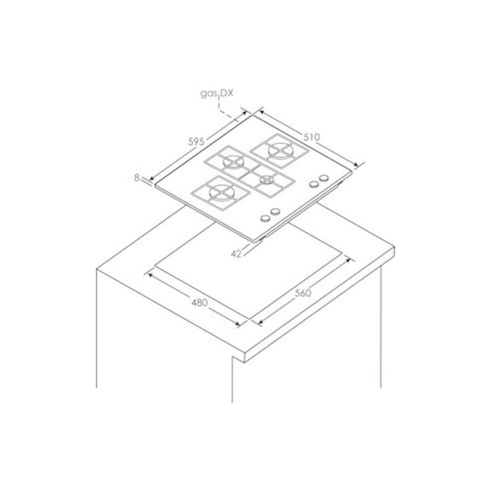 Hoover H300 HVG6DK3B 60cm Gas on Glass Hob - Black Glass Image 4