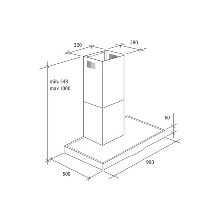 Hoover H500 HTS9CBK5XWIFI T-Shape Chimney Hood - Black Glass & St/Steel Image 7