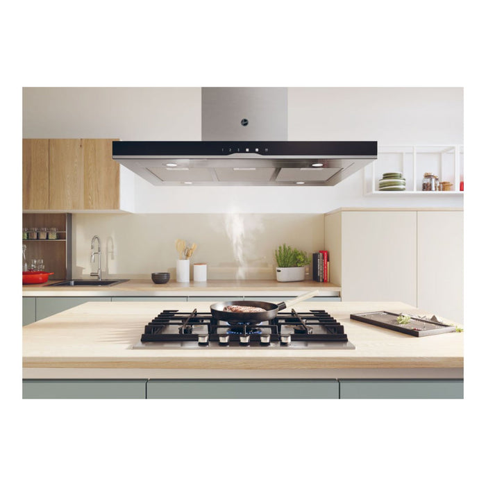 Hoover H500 HTSI9CBK5XWIFI 90cm T-Shape Island Hood - Black Glass & St/Steel Image 4
