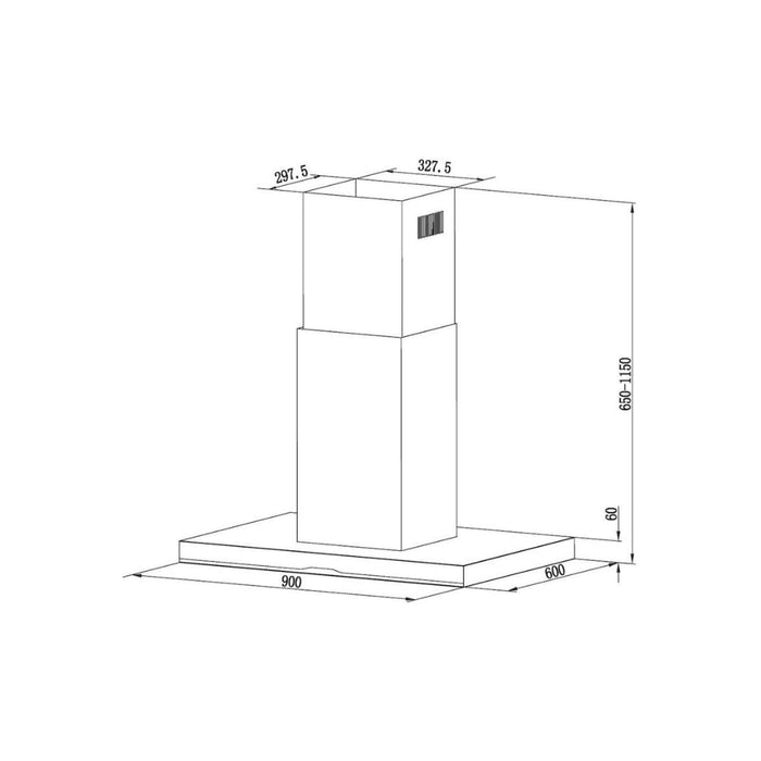 Hoover H500 HTSI9CBK5XWIFI 90cm T-Shape Island Hood - Black Glass & St/Steel Image 7