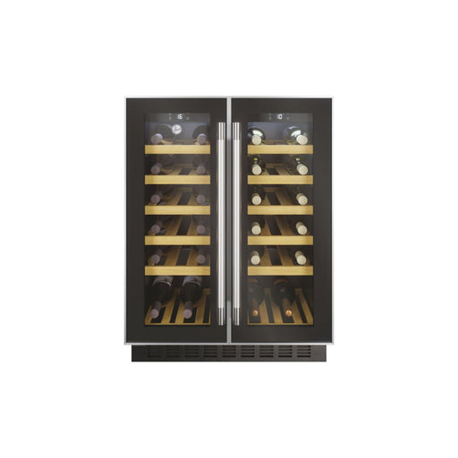 Hoover H500 HWCB 60D UK/N 60cm 2-Door Wine Cooler - Black Glass & St/Steel Image 1