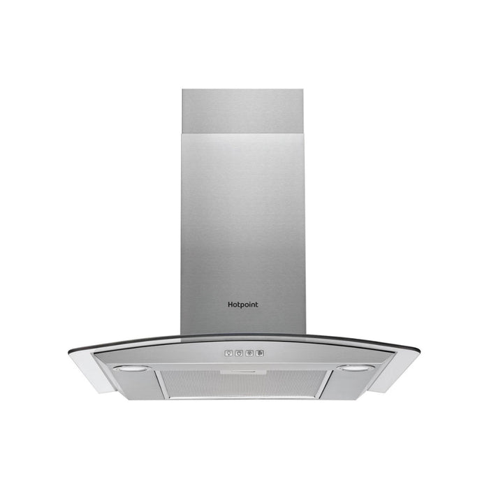 Hotpoint PHGC7.4FLMX 70cm Curved Glass Chimney Hood - St/Steel Image 1