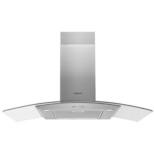 Hotpoint PHGC9.4FLMX 90cm Curved Glass Chimney Hood - St/Steel Image 1