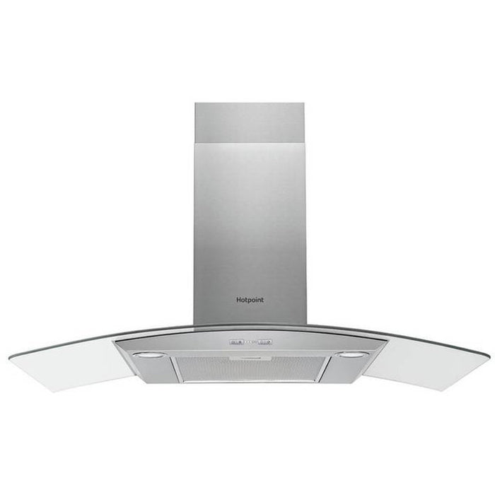 Hotpoint PHGC9.4FLMX 90cm Curved Glass Chimney Hood - St/Steel Image 1