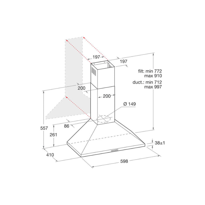Hotpoint PHPN6.5 FLMX/1 60cm Chimney Hood - St/Steel Image 5