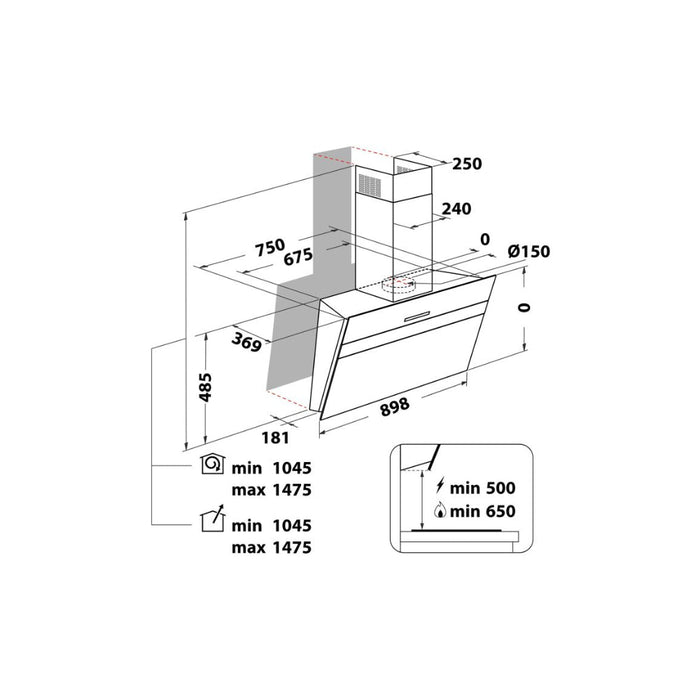 Hotpoint PHVS 61F LT DP K Angled Chimney Hood - Black Image 16