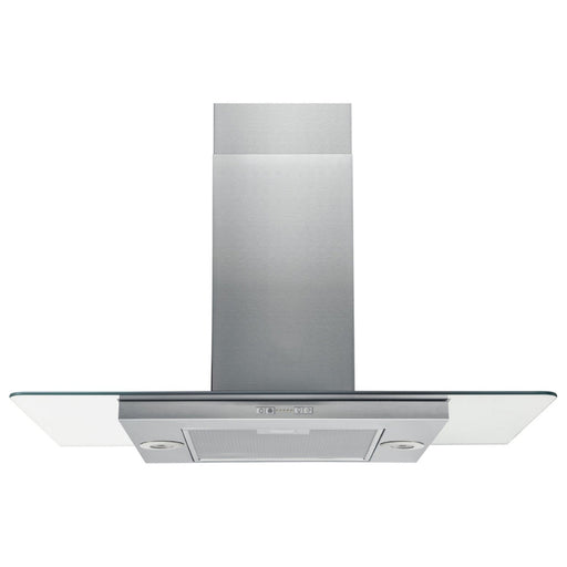 Hotpoint UIF 9.3F LB X 90cm Flat Glass Island Hood - Glass & St/Steel Image 1