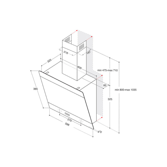 Indesit IHVP 62F LT K 60cm Angled Chimney Hood - Black Image 7