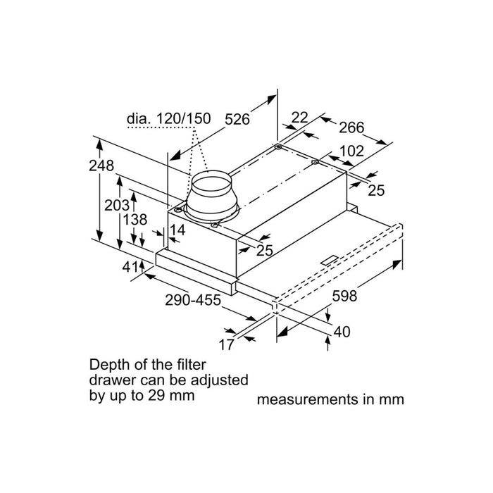 Neff N30 D46BR22N1B 60cm Telescopic Hood - Metallic Silver Image 6