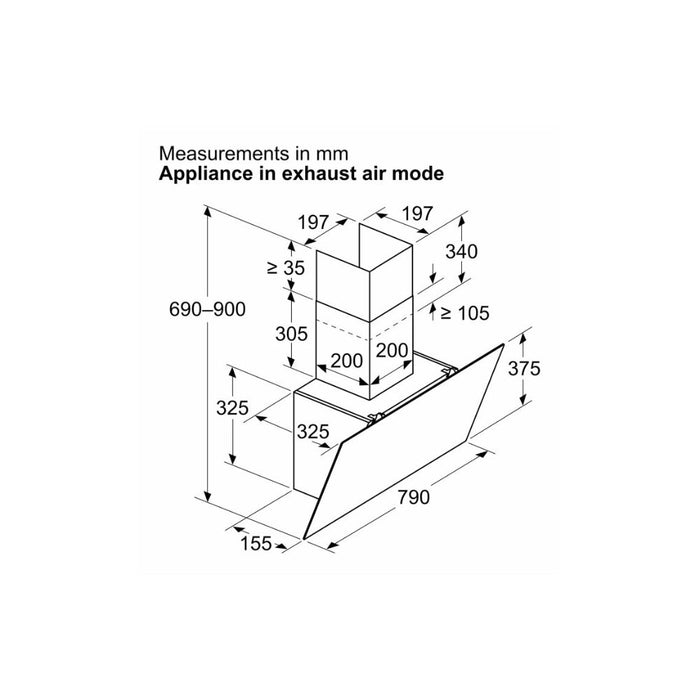 Neff N30 D83IDK1S0B Angled Chimney Hood - Black Glass Image 7