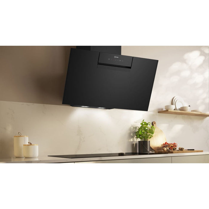 Neff N50 D85IFN1S0B 80cm Angled Chimney Hood - Black Glass Image 3