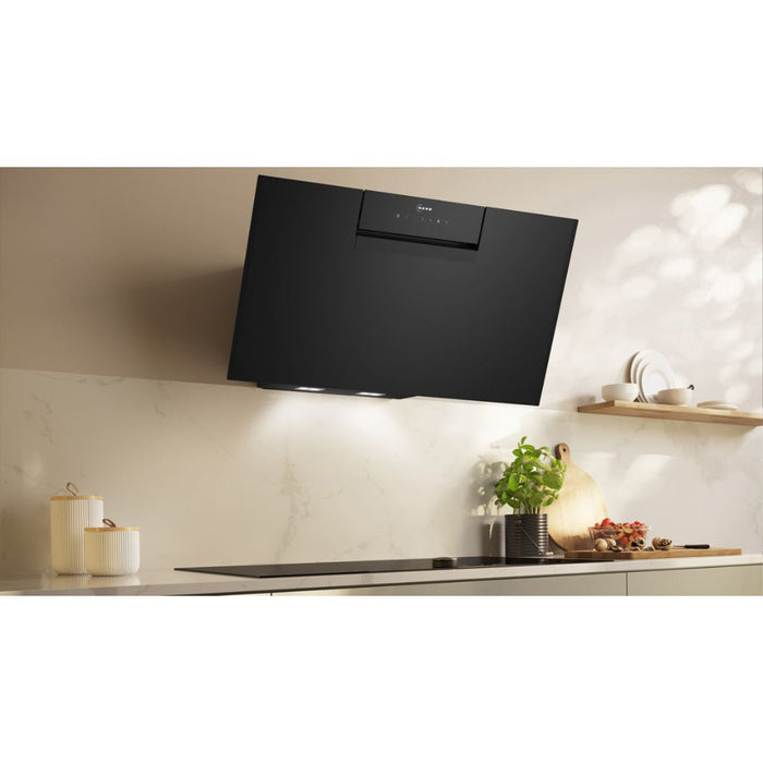 Neff N50 D85IFN1S0B 80cm Angled Chimney Hood - Black Glass Image 4