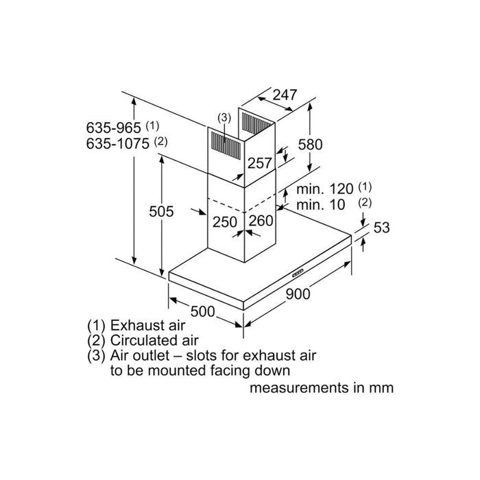 Neff N50 D94BHM1N0B Box Design Chimney Hood - St/Steel Image 2