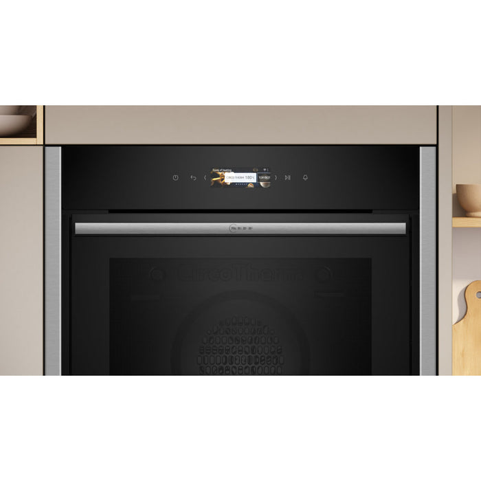 Neff N70 B54CR71N0B Single Slide & Hide Pyrolytic Oven - Black w/Steel Trim Image 2