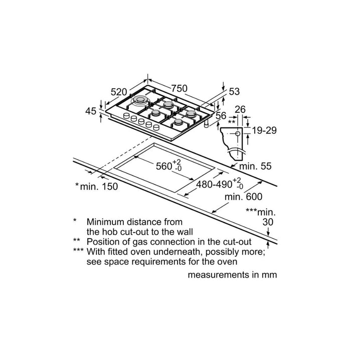 Neff N70 T27CIS8N0 75cm Gas Hob - St/Steel Image 6