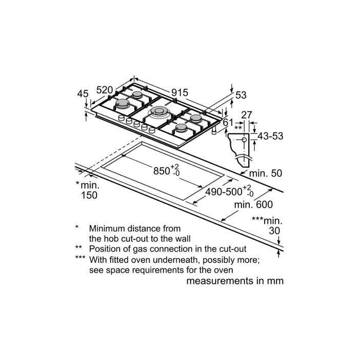 Neff N70 T29CIR8N0 90cm Gas Hob - St/Steel Image 6