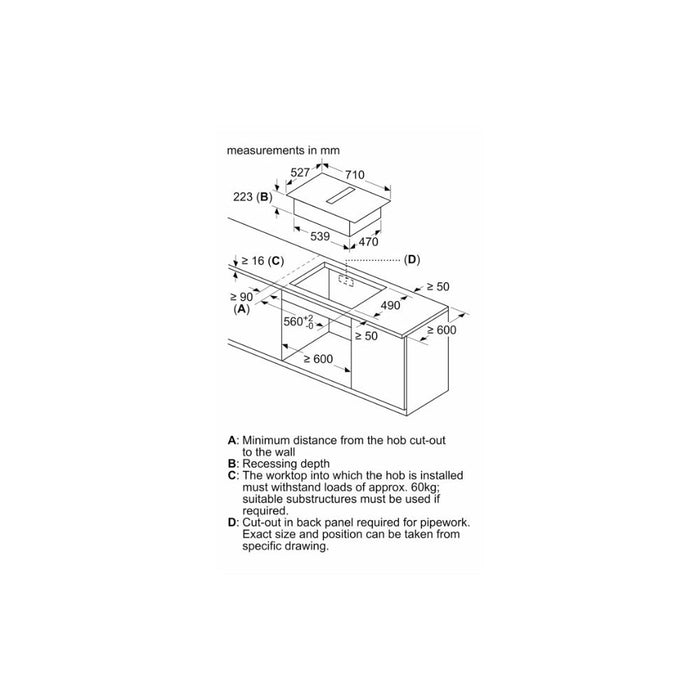 Neff N70 V57THQ4L0 70cm Venting Combi Induction Hob - Black & St/Steel Image 5